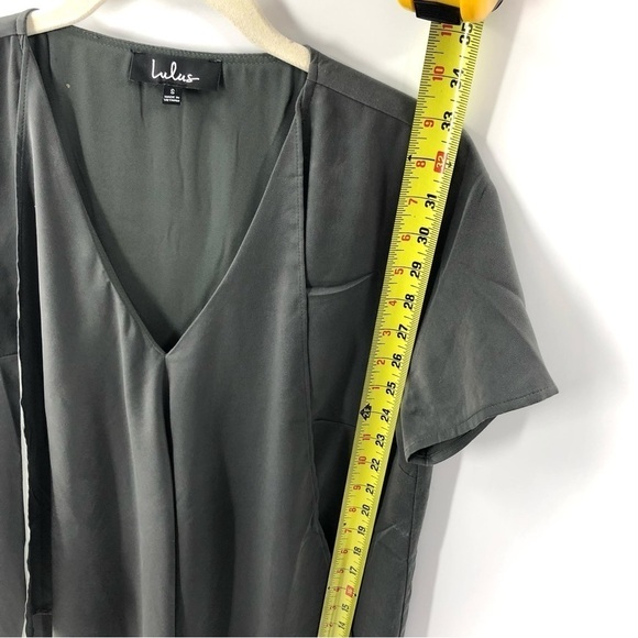 Lulu's Dear Friend Drape Front Shift Dress Gray Green Size Small - Picture 7 of 8